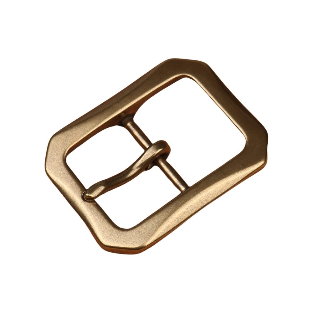 7617 Vintage Brass Single Prong Hexagon Rectangular Center Bar Belt Buckle